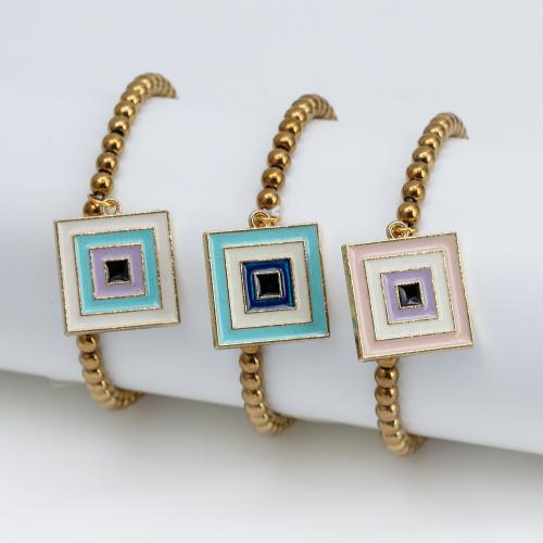 Enamel Zinc Alloy Bracelets, Hematite, with Zinc Alloy, gold color plated, fashion jewelry & Unisex Approx 18 cm 