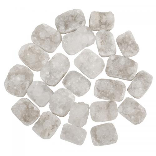 agate quartz de glace décoration, rectangle, pour la maison et le bureau & le style Druzy, blanc, Length about 20-30mm, Vendu par PC