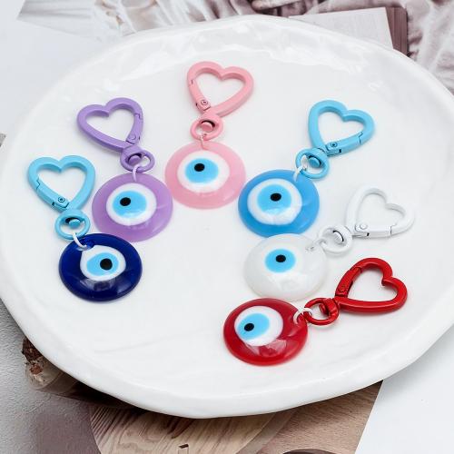 Evil Eye Key Chain, Zinc Alloy, with Plastic, Flat Round, painted, fashion jewelry & Unisex 