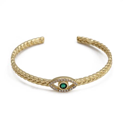 Evil Eye Jewelry Bracelet, Brass, gold color plated, fashion jewelry & Unisex & micro pave cubic zirconia, mixed colors Inner Approx 56mm 