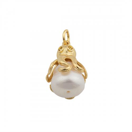 Brass Jewelry Pendants, with Plastic Pearl, high quality plated, DIY Approx 3mm 