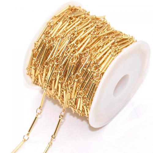 Stainless Steel Bar Chain, 304 Stainless Steel, 18K gold plated, DIY golden 