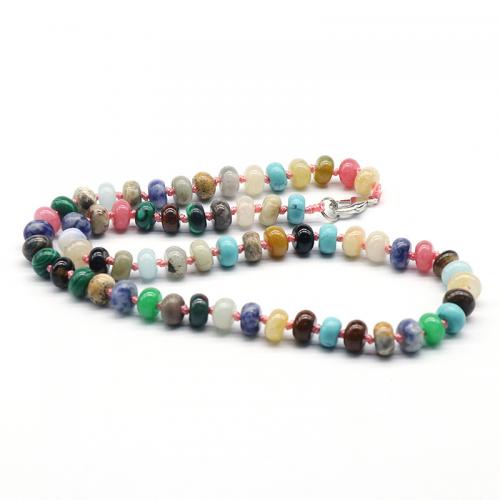 Gemstone Necklaces, Natural Stone, Flat Round, fashion jewelry & Unisex x8mm Approx 48-50 cm 