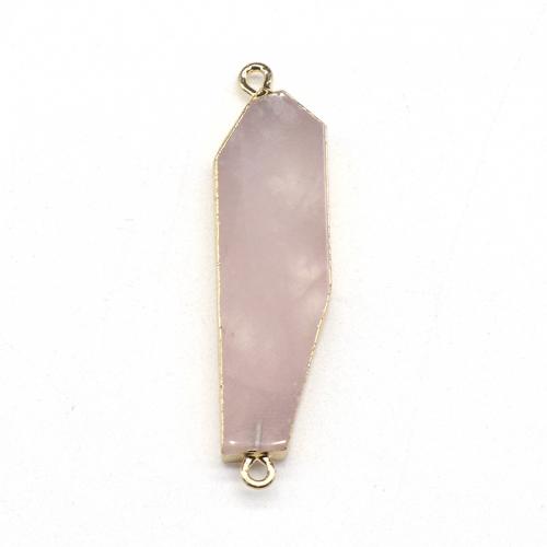 Connecteur de quartz, quartz rose, avec laiton, Placage de couleur d'or, DIY & boucle de 1/1, rose Vendu par PC