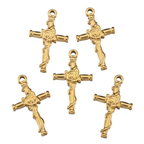 Stainless Steel Cross Pendants, 304 Stainless Steel, Vacuum Ion Plating, DIY, golden Approx 2mm 