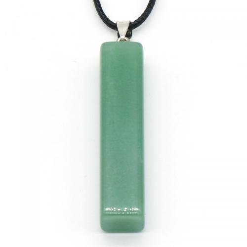 Aventurine Pendants, Green Aventurine, with leather cord & Iron, Stick, fashion jewelry & Unisex, green Approx 40 cm [