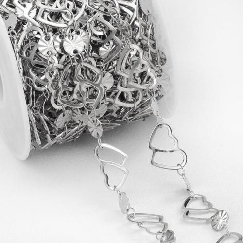 Stainless Steel Chain Jewelry, 304 Stainless Steel, Heart, Vacuum Ion Plating, DIY Approx 