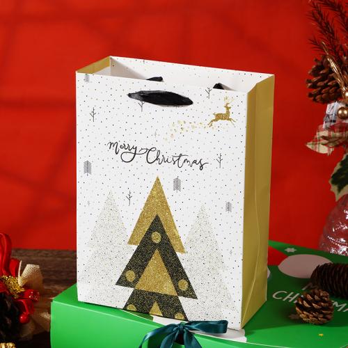 Christmas Gift Bag, Paper, with Polyester Cord, Christmas Design mixed colors 