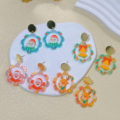 Acrylic Drop Earring, Zinc Alloy, with Acrylic, Flower, plated, fashion jewelry 