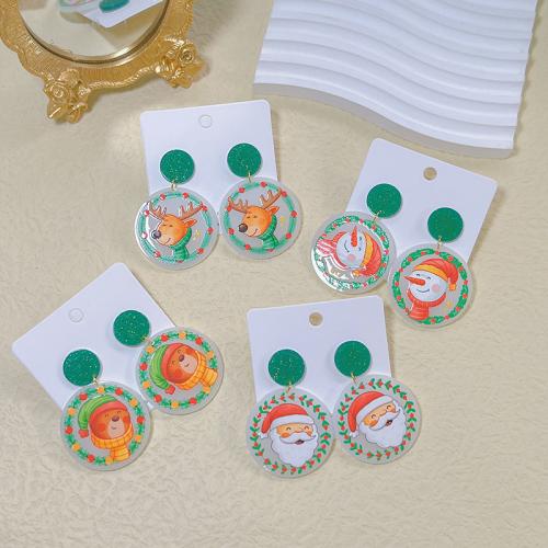 Acrylic Drop Earring, Zinc Alloy, with Acrylic, Round, plated, fashion jewelry 