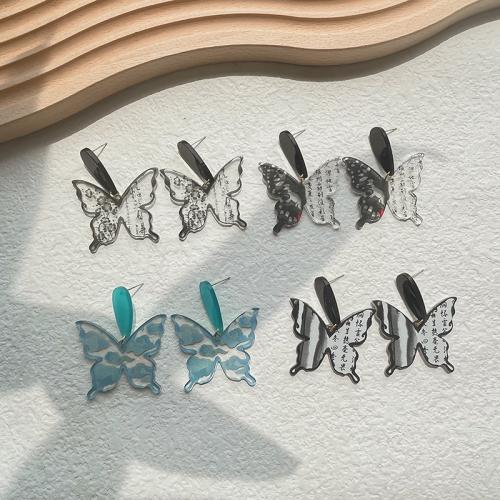 Acrylic Drop Earring, with Iron, Butterfly, fashion jewelry 