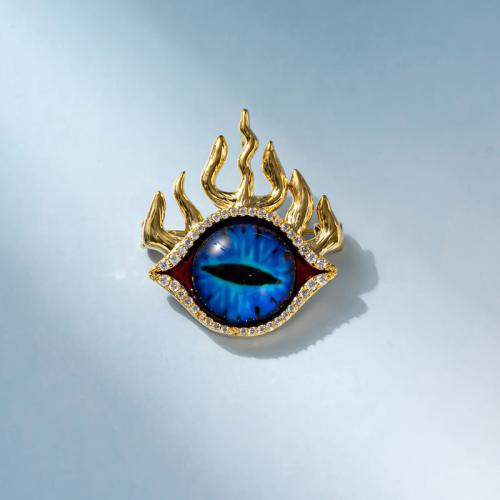 Cubic Zirconia Brooch, Zinc Alloy, with Resin, Evil Eye, plated, fashion jewelry & micro pave cubic zirconia 