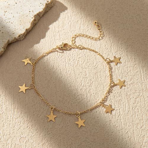 Bracelet de cheville de fer, avec 5cm chaînes de rallonge, étoile, bijoux de mode cm, Vendu par PC