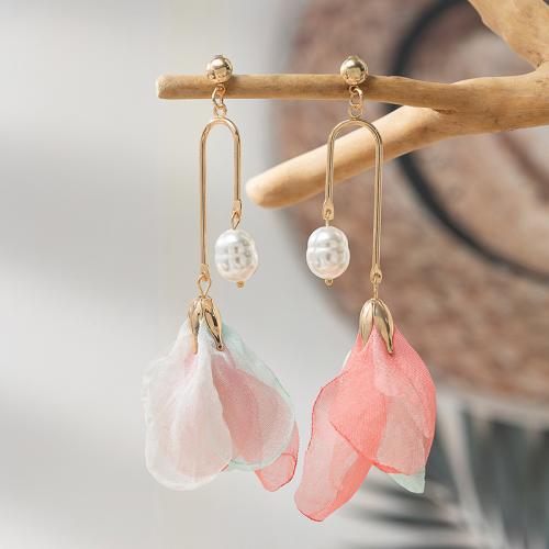 Fashion Create Jewelry Earring, Zinc Alloy, with Polyester & Plastic Pearl, plated, fashion jewelry 