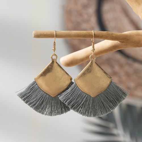Fashion Tassel Earring, Zinc Alloy, with Polyester, plated, fashion jewelry 