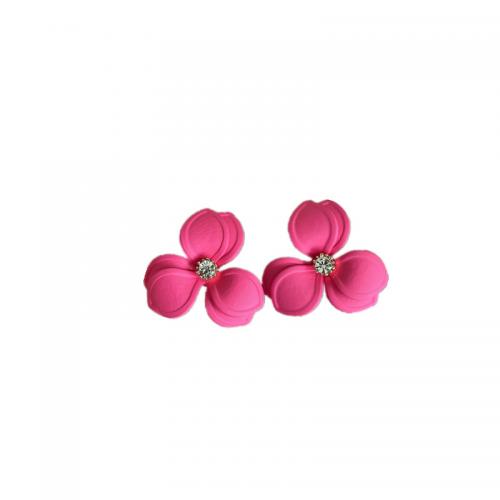Resin Stud Earring, Flower, stoving varnish, fashion jewelry & for woman & with rhinestone About 30mm 