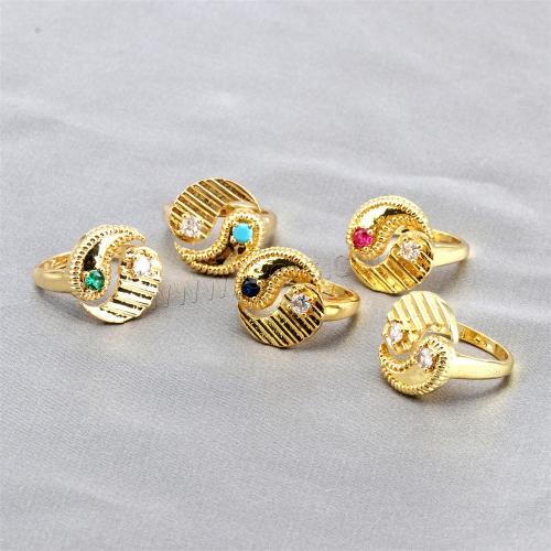 Cubic Zirconia Micro Pave Brass Finger Ring, gold color plated & Unisex & micro pave cubic zirconia 