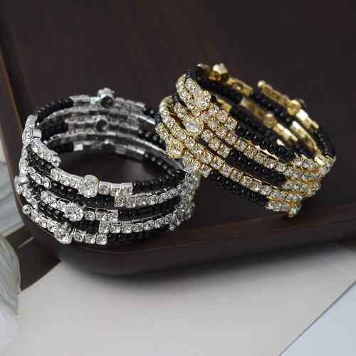 bracelet en alliage zinc à stras ,, alliage de zinc, avec Seedbead, bijoux de mode & pour femme & avec strass, plus de couleurs à choisir 5.5cm 2.5cm, Vendu par PC