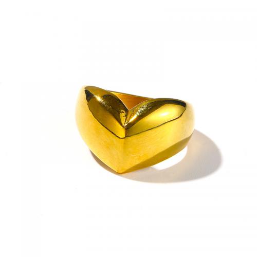 Anillo de dedo de acero Titanium de, Partículas de acero, Recubrimiento iónico al vacío, diverso tamaño para la opción & para mujer, dorado, Vendido por UD