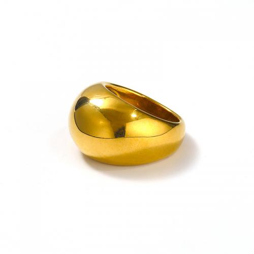 Titanium Steel Finger Ring, Vacuum Ion Plating & for woman, golden 