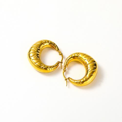 Titan Stahl Ohrringe, Titanstahl, Vakuum-Ionen-Beschichtung, für Frau, goldfarben, 29x30mm, verkauft von Paar
