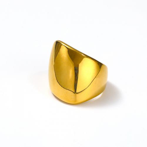 Titanium Steel Finger Ring, Vacuum Ion Plating & for woman, golden 