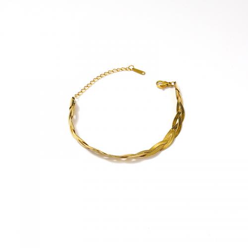 Titanium Steel Bracelet & Bangle, with 5CM extender chain, Vacuum Ion Plating, for woman, golden Approx 16 cm 