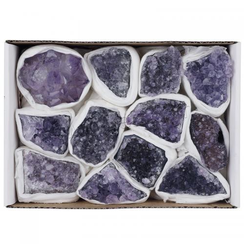 Amethyst Decoration, with paper box, Nuggets, for home and office & druzy style, purple, Length about 30-60mm 
