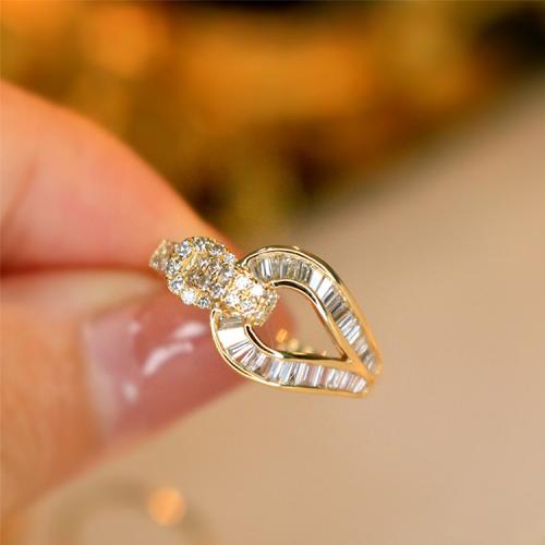 Rhinestone Brass Finger Ring, plated, fashion jewelry & for woman & with rhinestone Ring inner mm 