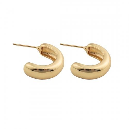 Sterling Silver Stud Earring, Argent sterling 925, Plaqué d'or, bijoux de mode & pour femme Vendu par paire