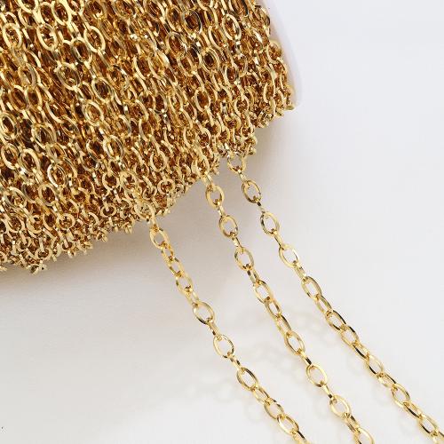 Stainless Steel Oval Chain, 304 Stainless Steel, Vacuum Ion Plating, DIY, golden Approx [