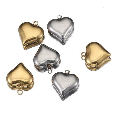 pendentifs de cœur en inox , Acier inoxydable 304, coeur, Placage ionique sous vide, DIY, plus de couleurs à choisir Environ 1.5mm, Environ Vendu par sac