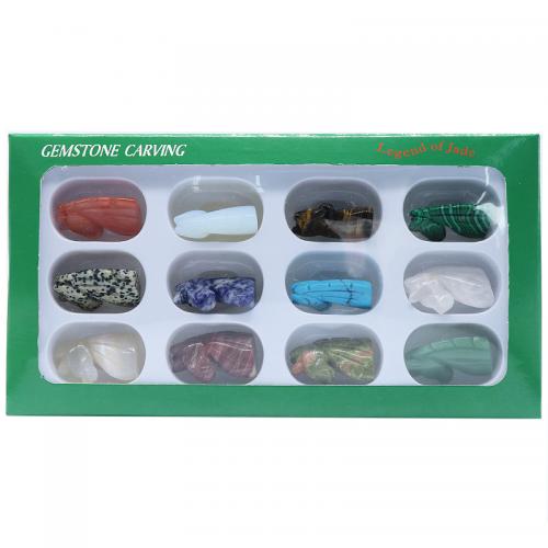 Драгоценный камень украшения, Полудрагоценный камень, единорог, резной, для дома и офиса, разноцветный 12ПК/Box, продается Box