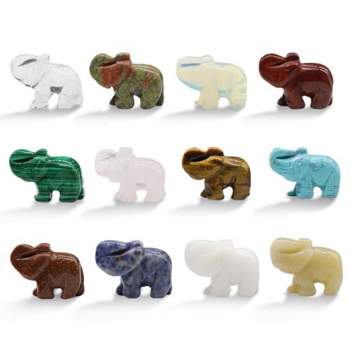 Gemstone Decoration, Elephant, Carved, for home and office, mixed colors 