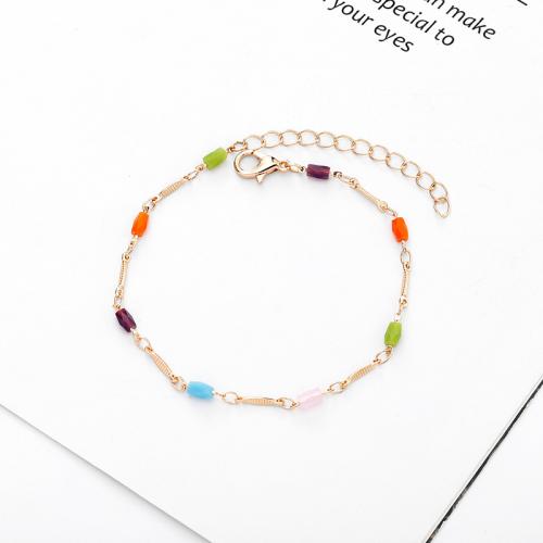Acrylic Bracelets, Brass, with Acrylic, with 5CM extender chain, plated, for woman Approx 17 cm 