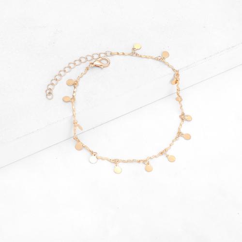 laiton bracelet de cheville, avec 5CM chaînes de rallonge, Rond, Placage, pour femme, plus de couleurs à choisir Environ 21 cm, Vendu par PC