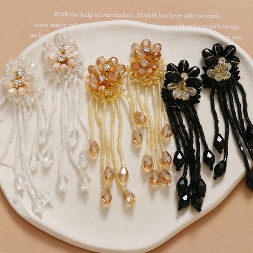 DIY Hair Flowers, Glass Beads, with Crystal, with rhinestone 