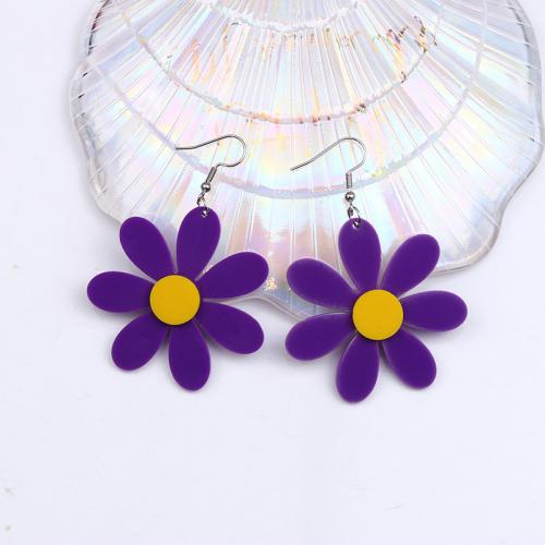 Acrylic Drop Earring, Flower, painted, fashion jewelry & for woman 