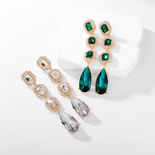 Zinc Alloy Rhinestone Drop Earring, with Glass Rhinestone, plated, fashion jewelry & for woman & with rhinestone 
