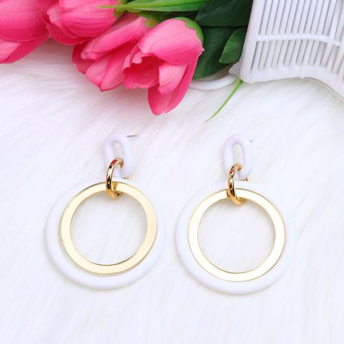 Acrylic Drop Earring, Round, painted, fashion jewelry & for woman & hollow 