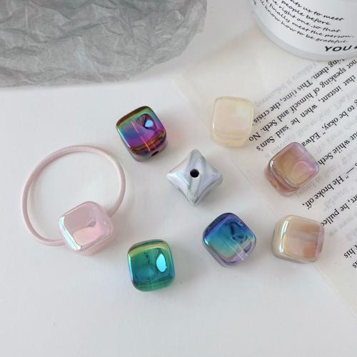 Plating Acrylic Beads, Square, DIY 19mm, Approx 