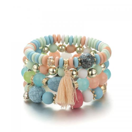 Wrap Bracelets, Elastic Thread, with Acrylic, fashion jewelry & multilayer & for woman Approx 18 cm 