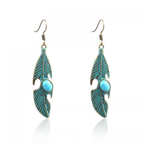 Turquoise Zinc Alloy Earring, with turquoise, fashion jewelry & for woman 