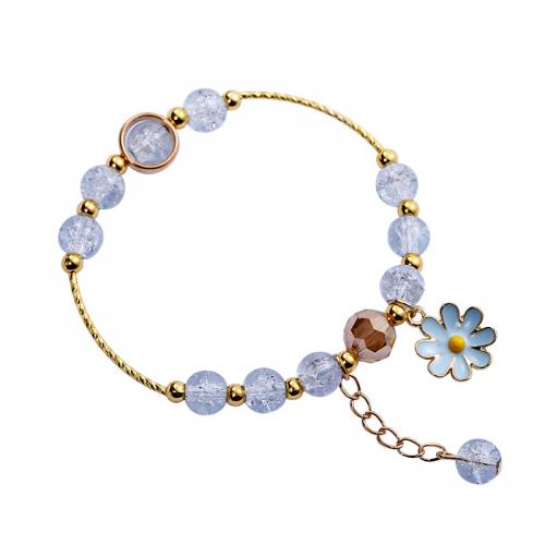 Bracelets de perle de bijou en verre, alliage de zinc, avec Des billes de verre, bijoux de mode & pour femme, plus de couleurs à choisir Environ 18 cm, Vendu par PC
