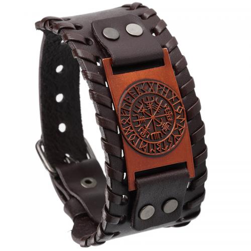 Cowhide Bracelets, Split Layer Cowhide Leather, with Iron & Zinc Alloy, fashion jewelry & for man [