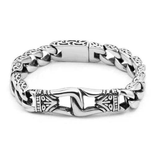 304 Stainless Steel Bracelet, with Zinc Alloy, punk style & for man, original color Approx 8.3 Inch 