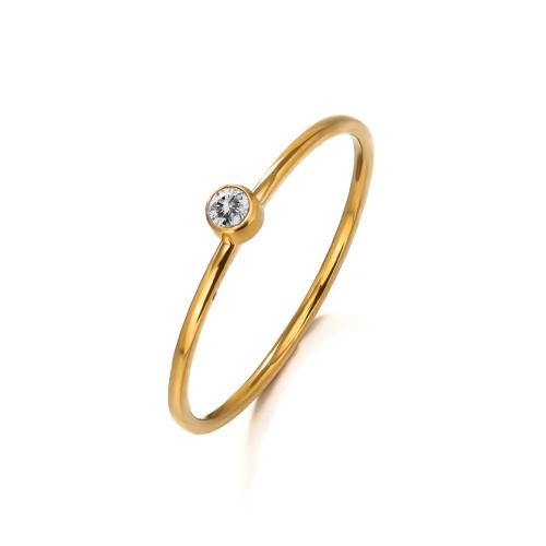304ステンレススチール 指輪, ゴールドメッキ, 異なるサイズの選択 & 女性用 & ライン石のある, 無色, サイズ:6-7, 売り手 パソコン