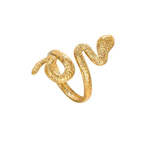 304 Stainless Steel Cuff Finger Ring, Snake, 18K gold plated, fashion jewelry & adjustable & for woman, US Ring .5 