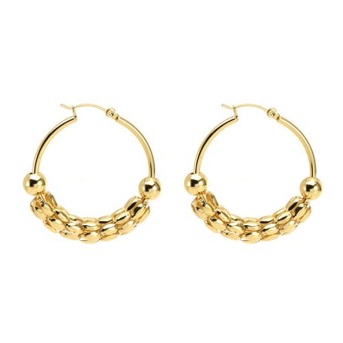 Stainless Steel Hoop Earring, 304 Stainless Steel, Donut, Vacuum Ion Plating, fashion jewelry & for woman, golden, nickel, lead & cadmium free 