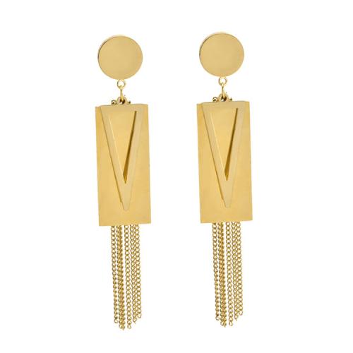 Stainless Steel Drop Earring, 304 Stainless Steel, Rectangle, Vacuum Ion Plating, fashion jewelry & for woman, golden, nickel, lead & cadmium free 